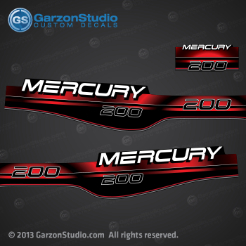 1994 1995 1996 1996 1997 1998 MERCURY 200 hp decal set 823407A00 design II Red 200hp 