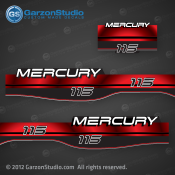 1994 1995 1996 1996 1997 1998 MERCURY 115 hp decal set 823407A00 design II Red