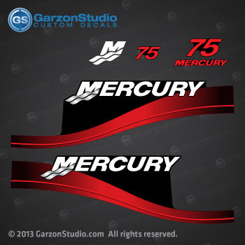 1999 2004 MERCURY 75 hp 75hp optimax fourstroke decal set 2000 2001 2002 2003 2005 2006 red