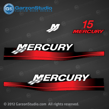 1999 2000 2001 2002 2003 2004 2005 2006 MERCURY 15 hp decal set red decals cowling graphics