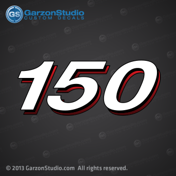 2005 Mercury 150 hp decal Red shadow saltwater horsepower decals sticker